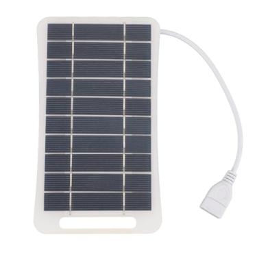 Imagem de Painel solar USB de alta eficiência monocristalina silício portátil 5W Carregador solar para acampar fornecimento de energia de emergência ao ar livre (Branco)