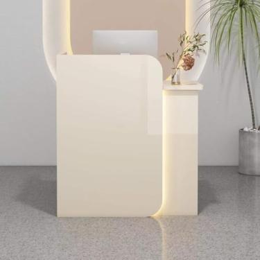 Imagem de Recepção Com Contador, Balcão De Checkout, Balcão De Varejo Moderno Com Gavetas, Frente Do Caixa, Balcão De Recepção De Salão De Beleza Para Loja Hotel, Para, Natural, 60x40x100cm