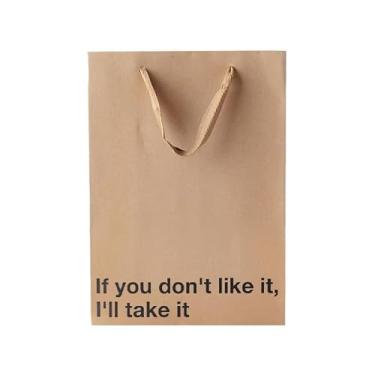 Imagem de Saco de presente engraçado 28 x 20 x 10 cm – Saco de papel Kraft marrom com impressão "If you don't like it" – Embalagem de presente para aniversários, feriados, festas de escritório – embrulho de