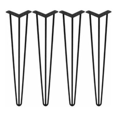Imagem de Kit 4 Pés De Ferro Para Mesa Bancos Hairpin Legs 90cm Brinde - UP Box