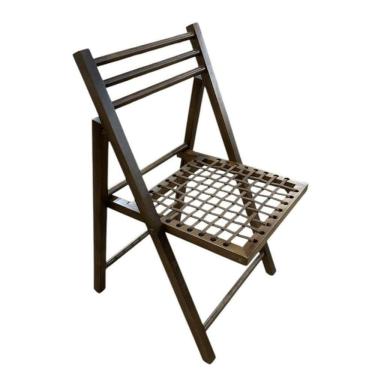 Imagem de Cadeira Dobrável Em Madeira Com Assento Em Corda Naval Castanho