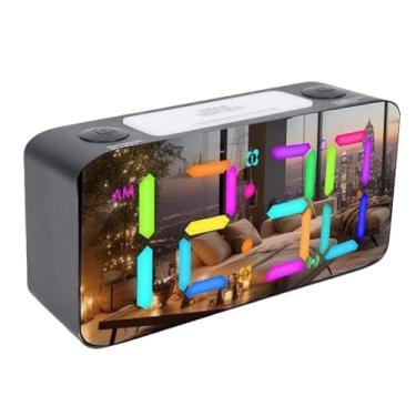 Imagem de VBESTLIFE Despertador Digital para a Cabeceira do Quarto, Altos Despertadores para Dormentes Pesados, Grandes Números de LED Grandes para Idosos, RGB Night Light (Preto)