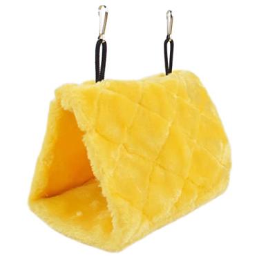 Imagem de Cdycam Cama de barraca para animais de estimação ninho de pássaro gaiola de caverna pendurada de pelúcia confortável cabana feliz (Amarelo(pequeno))
