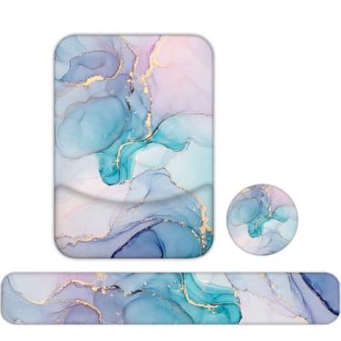 Imagem de LATEEFAH Mouse pad com descanso de pulso, mouse pad ergonômico 3 em 1 e teclado descanso de pulso gel mousepad com suporte de pulso, alívio da dor no pulso e fácil digitação pad para casa, escritório