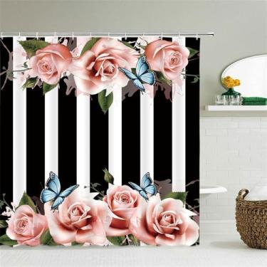 Imagem de Plantas Flores Folhas Cortinas de Chuveiro Cortinas de Banheiro Cortina de Banho com Ganchos Cortina de Chuveiro,4940L,W90xH180cm