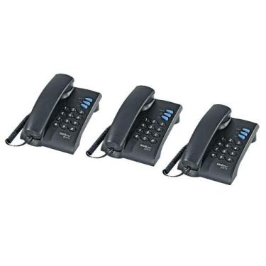 Imagem de Kit 3 Telefones Pleno Intelbras Preto, Preta