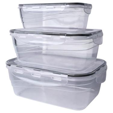 Imagem de Kit 3 Potes Plástico Herméticos 500/1000/1500ml Food Lock (Preto)