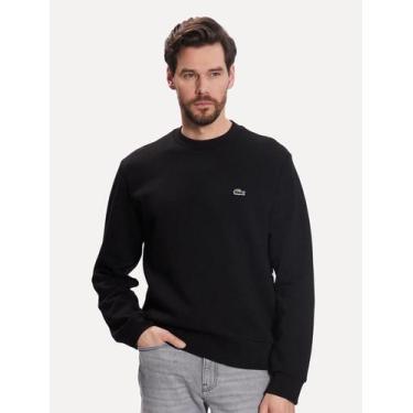 Imagem de Moletom Lacoste Masculino Crewneck Classic Croco Preto, 6