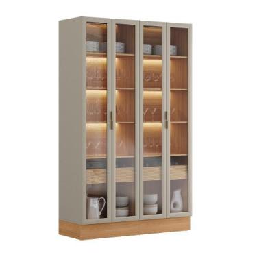 Imagem de Cristaleira 4 Portas 2 Gavetas com Led e Rodapé Allure Linea Brasil, j