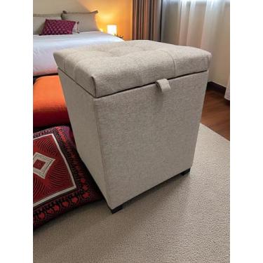 Imagem de Puff Baú Toquio Estofado Em Linho - Bege