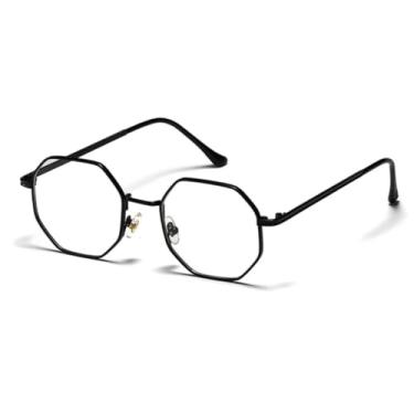 Imagem de Óculos de sol Shauna Retro Metal Frame Hexagon Fashion Rose Gold Mirror Shades UV400 (Preto Transparente)