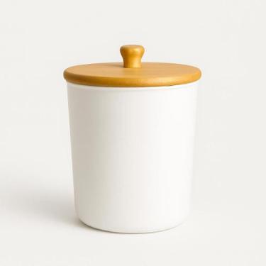 Imagem de Lixeira De Pia Bambu E Plastico Branco 5l - Decora