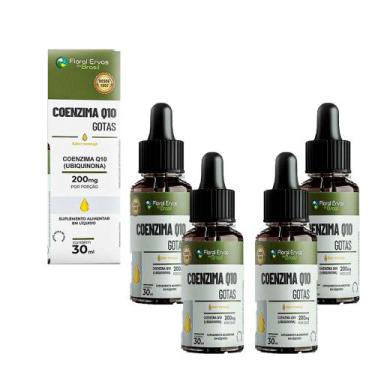Imagem de Kit 4 Coenzima Q10 200mg Líquida 4x30ml maracujá Floral Ervas do Brasi