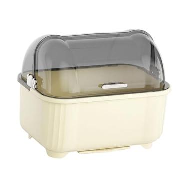 Imagem de IEUDNS Escorredor de pratos, suporte para utensílios de mesa, organizador de pratos, caixa de armazenamento de utensílios, bandeja para secar pratos, Leite Branco
