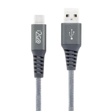 Imagem de Cabo Usb-c I2go 2m 2,4a Nylon Trançado Chumbo