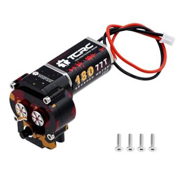 Imagem de TCRC Motor escovado de redução de velocidade de alto torque de metal multicolorido 77T com caixa de engrenagens de transmissão de baixa velocidade de pinhão de 12T com conjunto de engrenagens