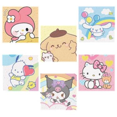 Imagem de nekpiahu 6 Pack Diamond Art Painting Kits for Kids-Diamond Art Gem by Number Kits Arts and Crafts for Kids Ages 8-12 Mosaic DIY Full Drill Painting Kits for Home Wall Decor 6 X 6inch