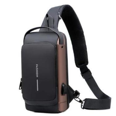 Imagem de Mochila De Ombro Compacta Com Trava De Código E Usb Cor:marrom