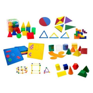 Imagem de Kit Geometria Escolar Área Formas Sólidos Didático - MMP