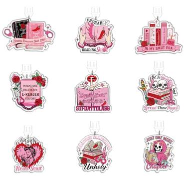 Imagem de TAKEALOOKO Pingente de plugue de poeira para Kindle – Pacote com 9 temas engraçados picantes para e-Reader, pingente impresso em camada acrílica coquete rosa para leitores, amantes de livros, mulheres