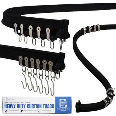 Imagem de Trilho de cortina de teto flexível de 3 pés/2 metros - trilho de teto dobrável para cortinas, sistema de trilho de cortina de teto e parede para cortina de chuveiro curvada, suporte de teto para