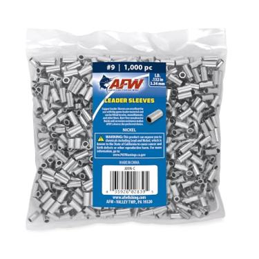 Imagem de AFW American Fishing Wire Mangas de crimpagem de barril único, cor de níquel, tamanho 9, diâmetro interno de 0,32 cm, 1000 peças
