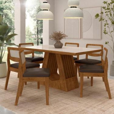 Imagem de Mesa Santiago Com 6 Cadeiras Sextavada Frei/off/material sintético Mar