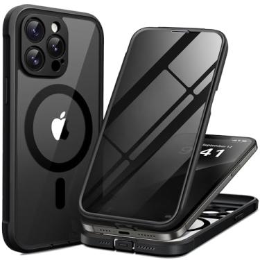 Imagem de BERFY Capa para iPhone 13 Pro Max, compatível com MagSafe, protetor de tela de privacidade integrado e proteção da câmera, capa de telefone transparente à prova de choque para 13 Pro Max de 6,7