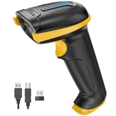 Imagem de Tera Scanner de código de barras sem fio versátil 2 em 1 (2,4 GHz sem fio + USB 2.0 com fio) com indicador de nível de bateria, distância de transmissão de 328 pés recarregável 1D leitor de código de