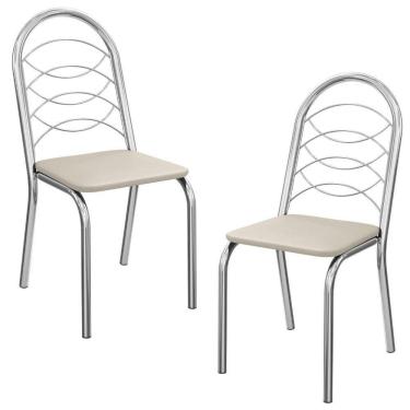 Imagem de Kit 2 Cadeiras Cromada Sala Jantar 2C009CR Corino Kappesberg Nude