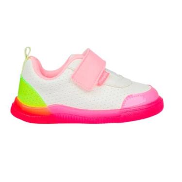 Imagem de Tênis Infantil Feminino Pampili Pom Pom Velcro Branco e Colorido