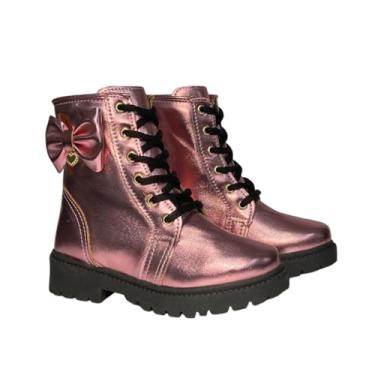 Imagem de Bota Tratorada Infantil Feminina Rosa Metal com Laço – Numeração 20 ao 34, Conforto e Estilo (Rosa Metal, BR, Criança de 4 a 8 anos, Numérico, M, 32)