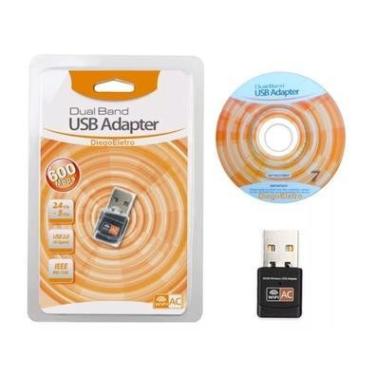Imagem de Adaptador WiFi, USB, para notebook dual band 2ghz e 5ghz, 600mbps