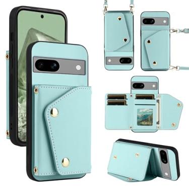 Imagem de Dibosom Capa carteira de luxo para Google Pixel 6A 5G 2022 com 5 compartimentos para cartão fina e alça de ombro, suporte para cartão de crédito de couro PU acessórios capa de celular para Pixel6A A6