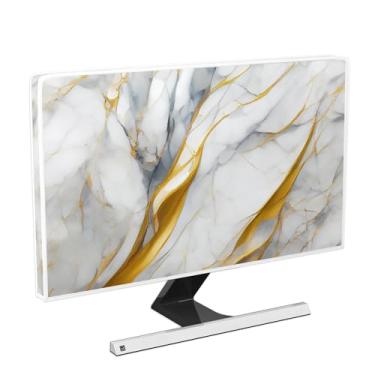 Imagem de Baocicco Capas de proteção contra poeira para monitor de mármore dourado e cinza 66, 27, 71 cm capa artística para monitor de computador compatível com PC Desktop e TV, proteção antiestática à prova