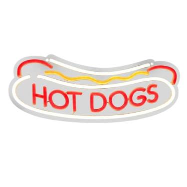 Imagem de Generic Luz noturna com letreiro de comida, lâmpada ambiente, luz LED com desenho animado, alimentação USB, decoração de parede para festa, cozinha, Cachorros-quentes
