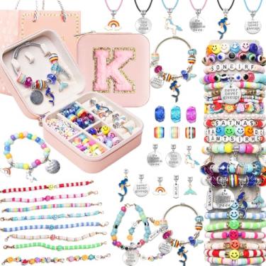 Imagem de Kit de fabricação de pulseiras de brinquedos para meninas, 3900 peças, kit de fabricação de joias, unicórnio/sereia, faça você mesmo, presentes de aniversário e Natal com caixa organizadora para kits