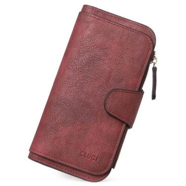 Imagem de Carteira feminina CLUCI de couro com bloqueio RFID com três dobras, vi