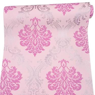Imagem de Yifasy Forro de móveis rosa damasco rosa de 9 metros para cômoda, prateleira superior, papel de forro de gaveta, painéis de parede de vinil à prova d'água de PVC, papel de parede removível (C - 900 x