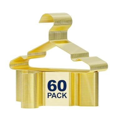 Imagem de Cabides infantis dourados de 30 cm, pacote com 60 cabides de metal forte, resistentes e econômicos para bebês, casacos e calças infantis