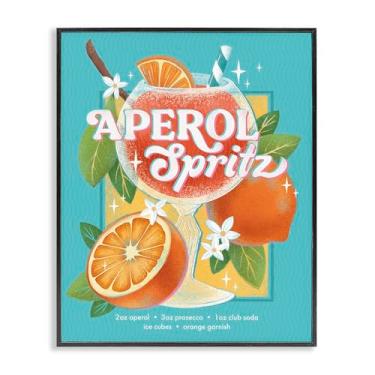 Imagem de Stupell Industries Refrescante Retro Aperol & Recipe Design de arte giclée emoldurado preto por Courtney Morgenstern, 14 x 11