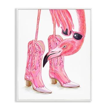 Imagem de Stupell Industries Glam Cowgirl Flamingo Branco Emoldurado Giclee Art Design por Ziwei Li, 14 x 11