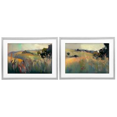 Imagem de Stupell Industries Conjunto de impressão emoldurada cinza de 2 peças da Tranquil Plains Hillside por Elara Yasna, 17 x 23