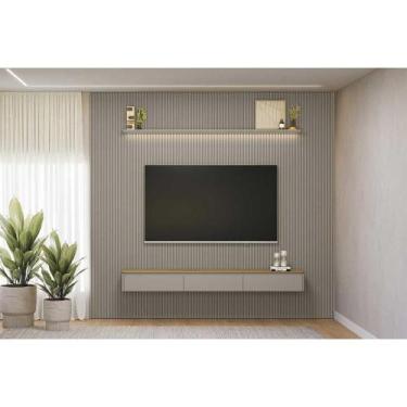 Imagem de Home p/ TV até 100 Pol Modular 3.0 Ripado c/ 3 Porta. 1 Prat. 2,97x2,5