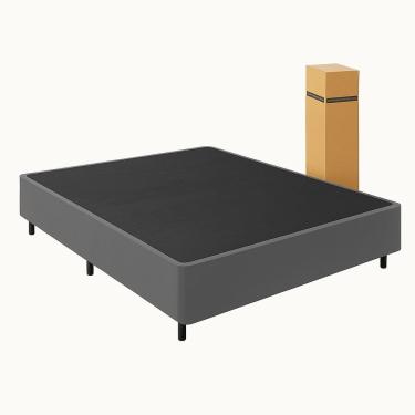 Imagem de Cama Box Desmontavel Queen 158x198cm Orthocamas Suede Cinza