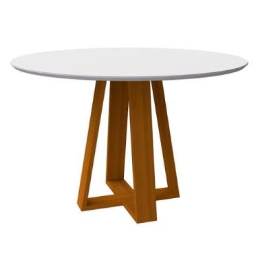 Imagem de Mesa De Jantar Para 4 Lugares Tampo Redondo Com Vidro 1,20m Vitoria Ma