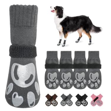 Imagem de BEAUTYZOO Meias para cães para evitar lamber patas - botas de cachorro e protetores de patas com garras em pisos de madeira, sapatos para cães para pavimento quente/frio pequenas, médias grandes
