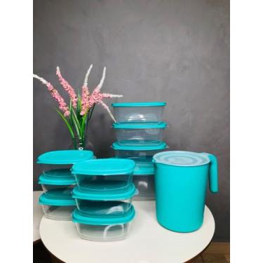 Imagem de Kit potes plastico bpa free 10 pote + jarra 1,800 - CASA BELLA, VERDE 