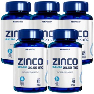 Imagem de Combo 5 Zinco Quelato Imunidade 60 Cápsulas Cada Natunéctar