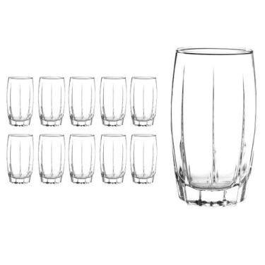 Imagem de Jogo 10 Copos De Vidro transparente Lond Drink 374ML Amadeus - CRISTAR